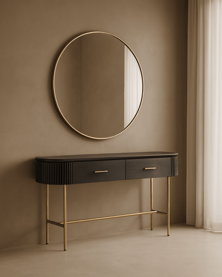 Lantine Console Table - Black Oak & Brass Tommy Franks 2