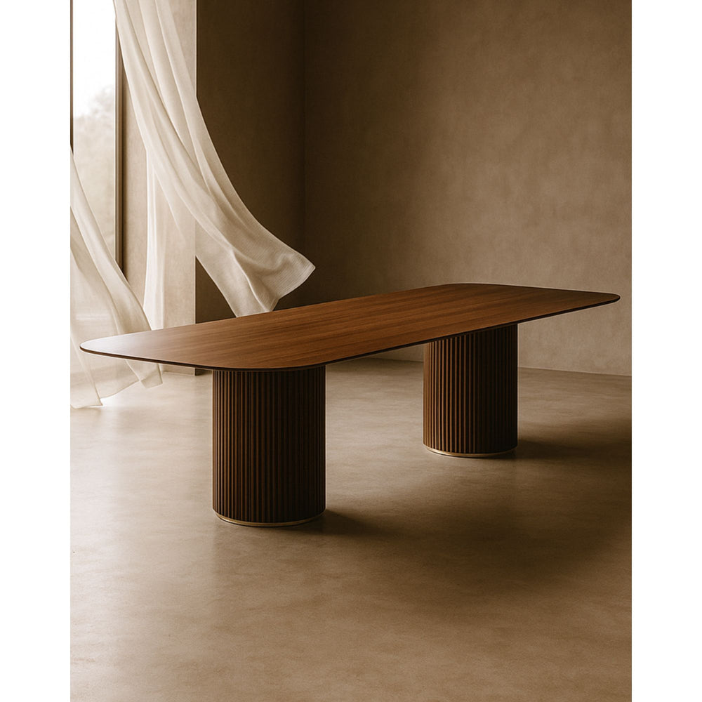 LantinemDouble Pedestal Rectangular Coffee Table - Walnut Tommy Franks 2