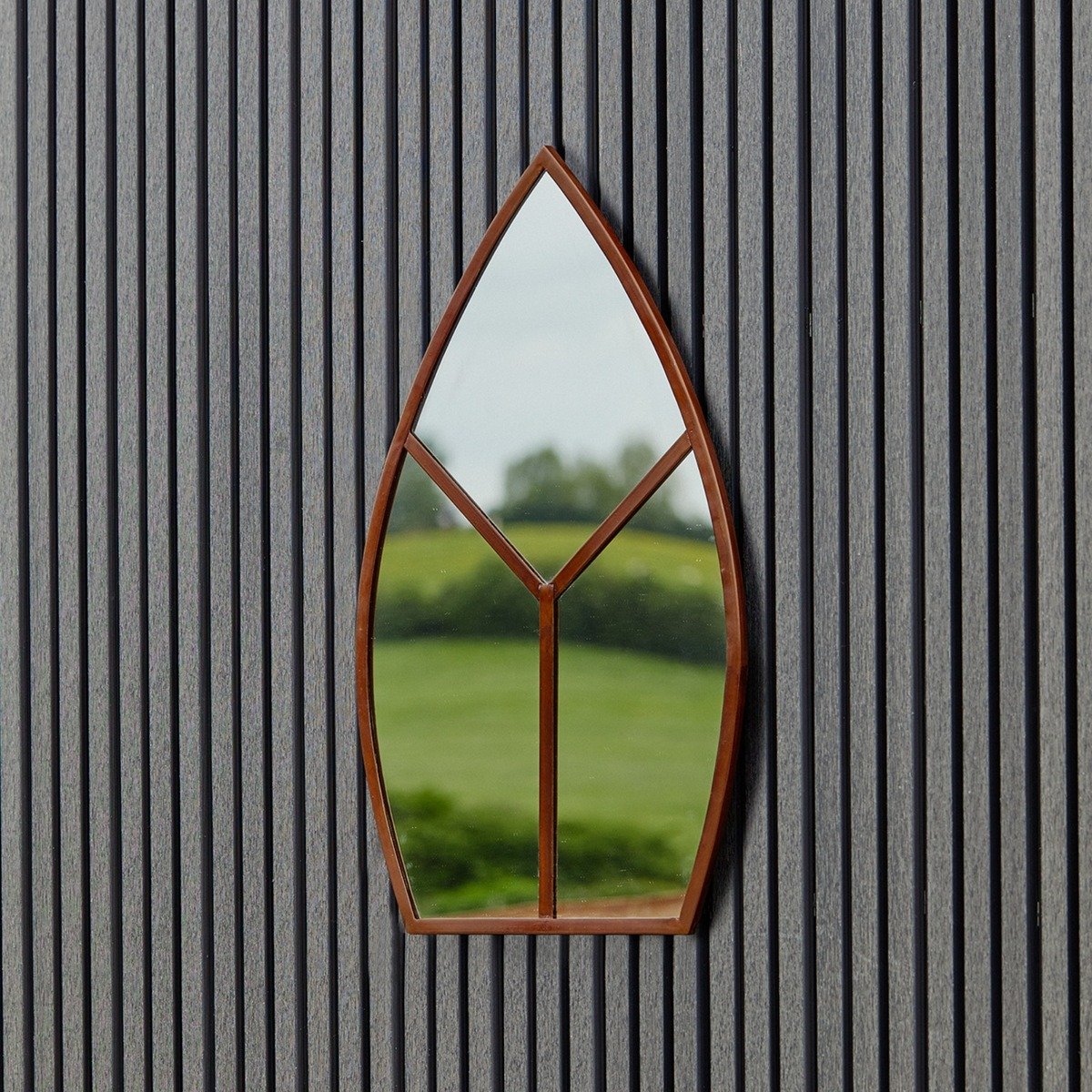 Ivyline Leaf Arch Outdoor Mirror Natural Rust