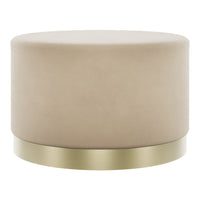 O&Co Kara Pouffe in Beige Velvet & Brushed Gold - Large