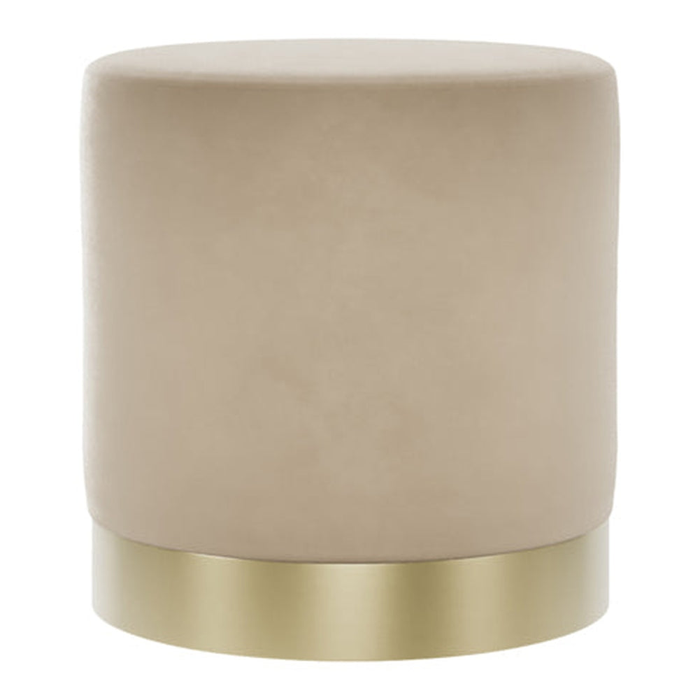 O&Co Kara Pouffe in Beige Velvet & Brushed Gold - Small