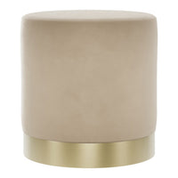 O&Co Kara Pouffe in Beige Velvet & Brushed Gold - Small