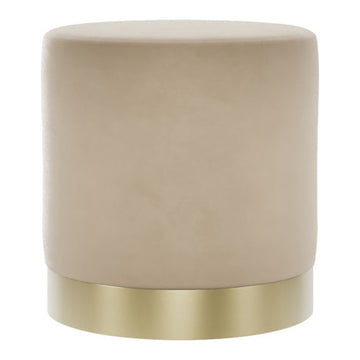 O&Co Kara Pouffe in Beige Velvet & Brushed Gold - Small