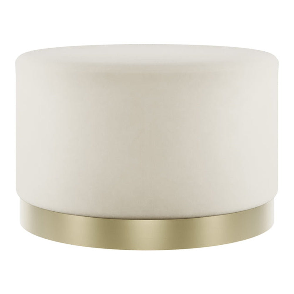 O&Co Kara Pouffe in Cream Velvet & Brushed Gold - Large