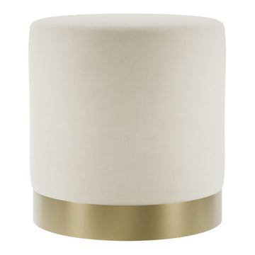 O&Co Kara Pouffe in Cream Velvet & Brushed Gold - Small