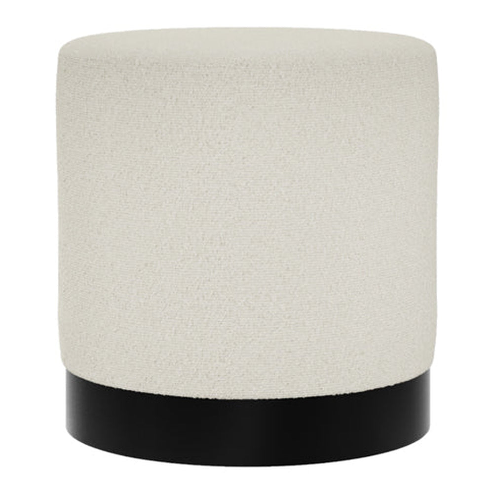 O&Co Kara Pouffe in Ivory Bouclé & Matte Black - Small