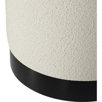 O&Co Kara Pouffe in Ivory Bouclé & Matte Black - Small