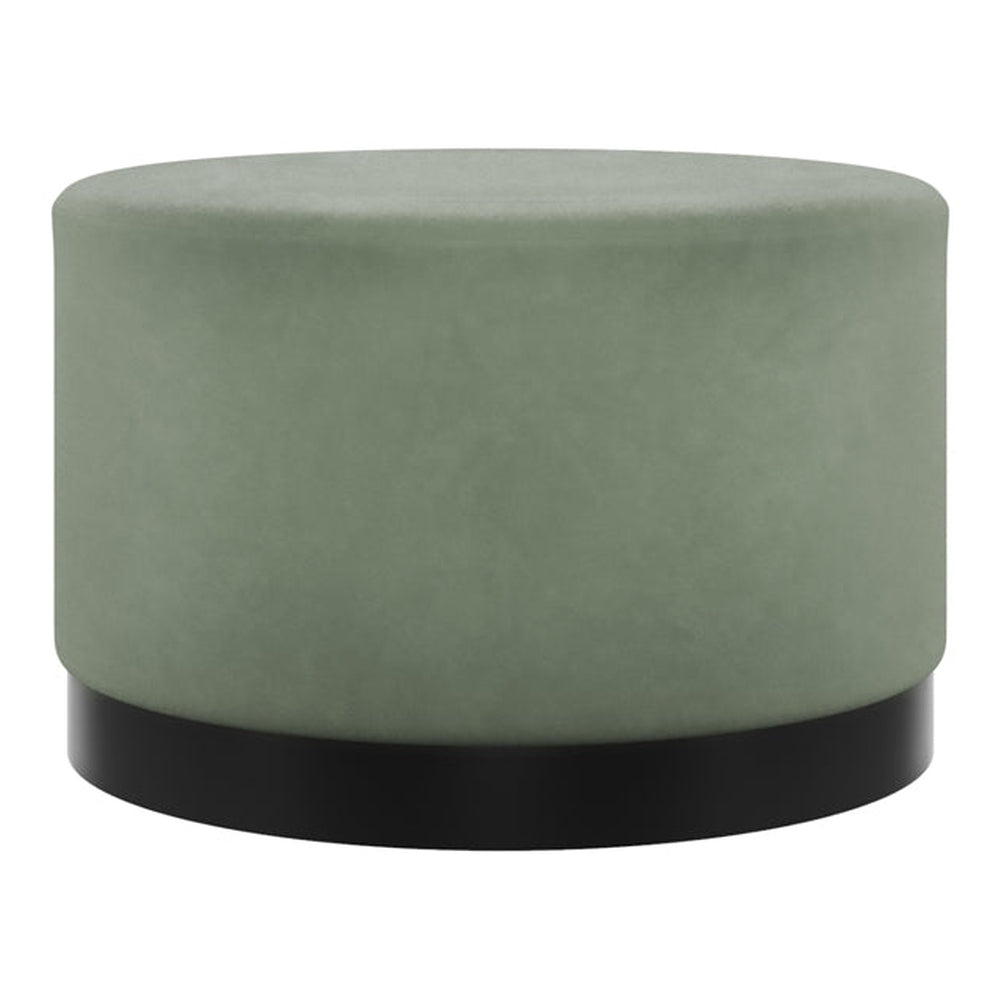 O&Co Kara Pouffe in Sage Velvet & Matte Black - Large