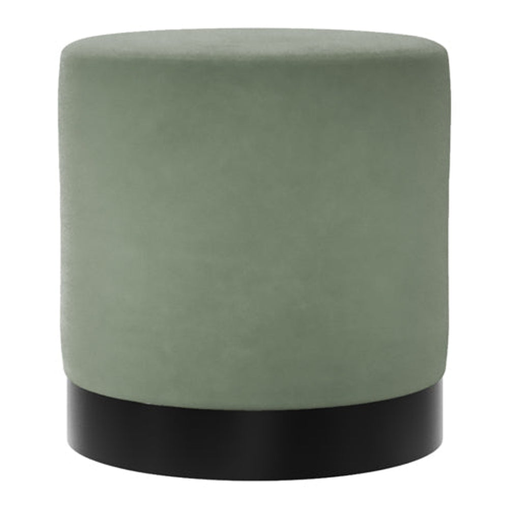 O&Co Kara Pouffe in Sage Velvet & Matte Black - Small