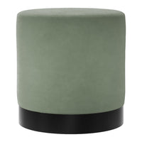 O&Co Kara Pouffe in Sage Velvet & Matte Black - Small