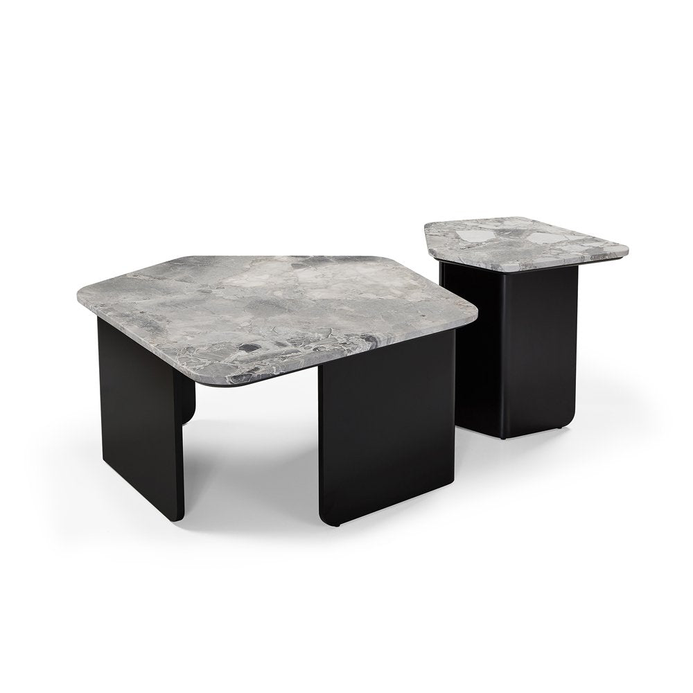 Organic Marble Coffee Table - Oreo Grey & Matte Black LiangAndEimil 2