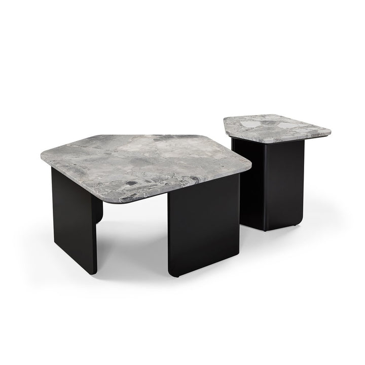 Organic Marble Coffee Table - Oreo Grey & Matte Black LiangAndEimil 2