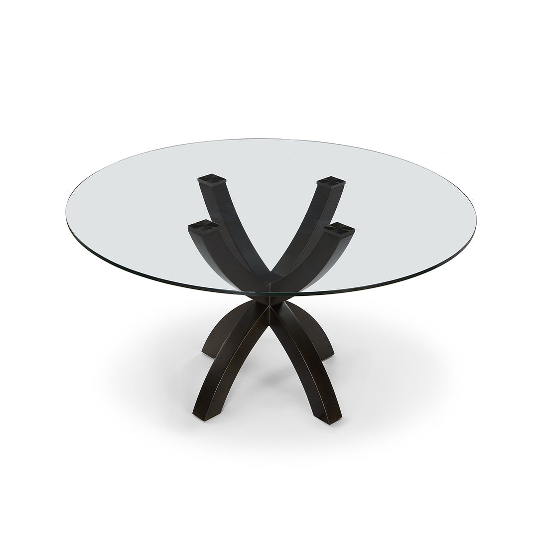 Malone Round Dining Table - Antique Brown/Glass LiangAndEimil 3