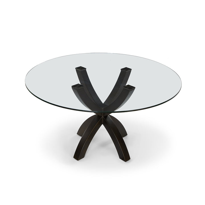 Malone Round Dining Table - Antique Brown/Glass LiangAndEimil 3