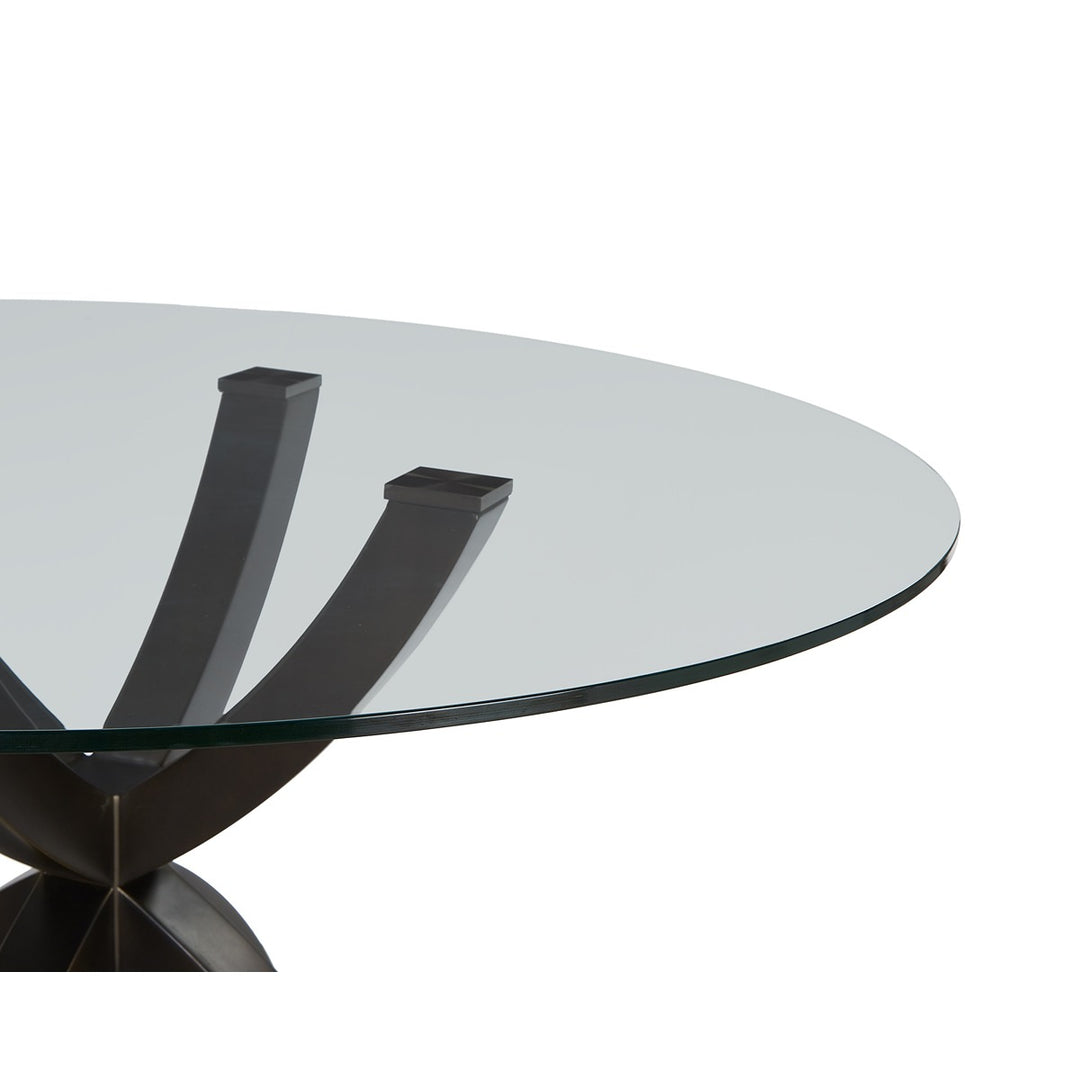 Malone Round Dining Table - Antique Brown/Glass LiangAndEimil 4