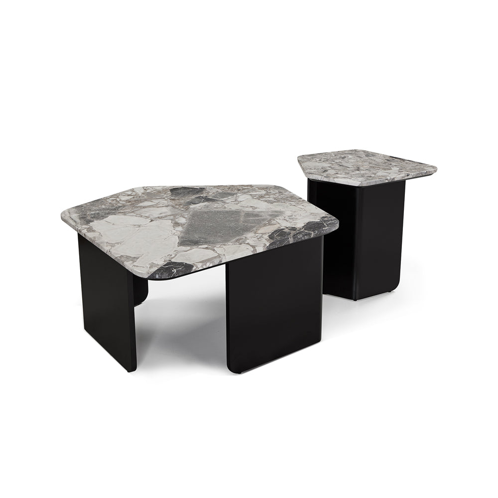 Liang & Eimil Organic End Table Oreo Grey & Matt Black