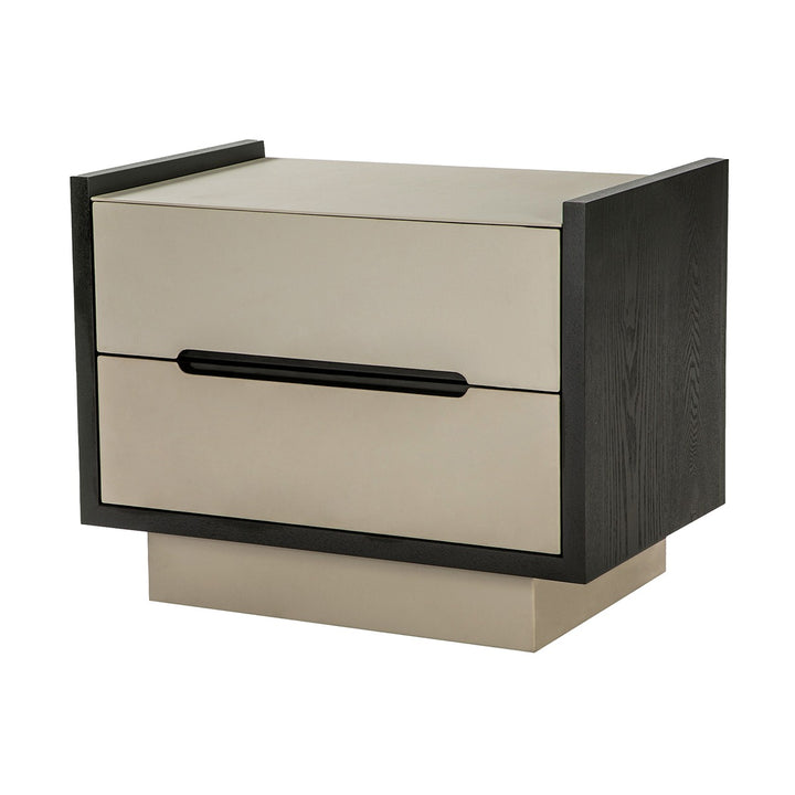 Antara Bedside Table - Taupe Leather Matt Black LiangAndEimil 3