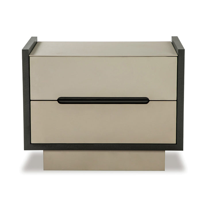 Antara Bedside Table - Taupe Leather Matt Black LiangAndEimil 1