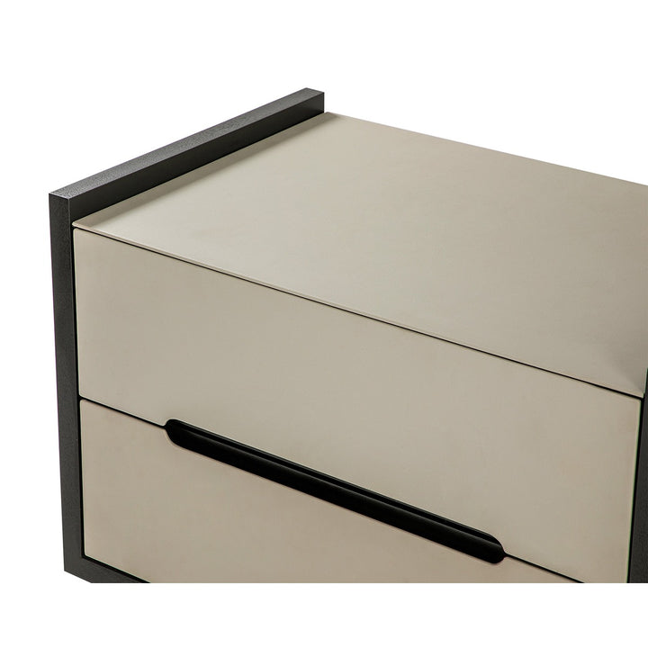 Antara Bedside Table - Taupe Leather Matt Black LiangAndEimil 5