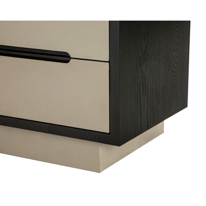 Antara Bedside Table - Taupe Leather Matt Black LiangAndEimil 6