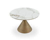 Liang & Eimil Ditta Dining Table - Dunas White Marble Effect & Patina Antique Gold