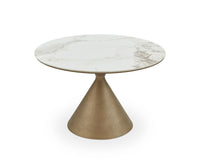 Liang & Eimil Ditta Dining Table - Dunas White Marble Effect & Patina Antique Gold