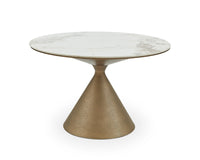 Liang & Eimil Ditta Dining Table - Dunas White Marble Effect & Patina Antique Gold