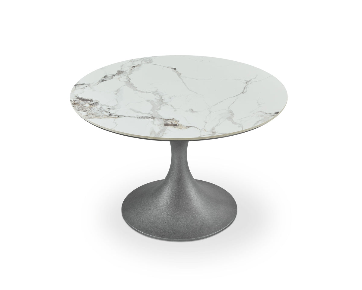 Liang & Eimil Stella Dining Table - Plata White Marble Effect & Patina Antique Silver