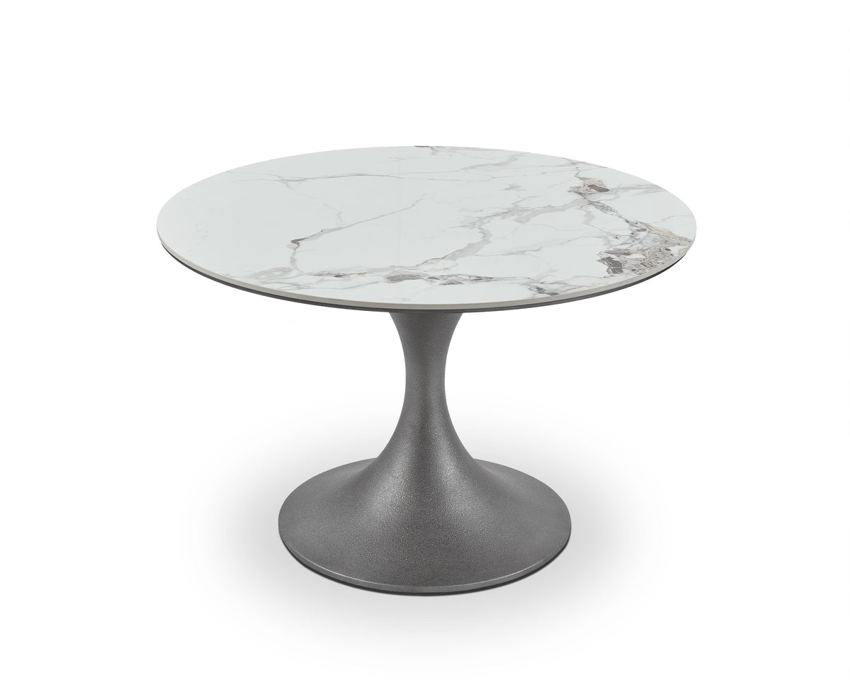 Liang & Eimil Stella Dining Table - Plata White Marble Effect & Patina Antique Silver