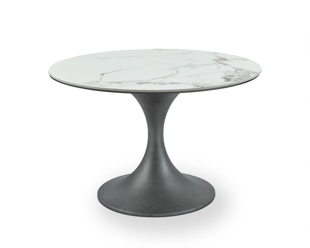 Liang & Eimil Stella Dining Table - Plata White Marble Effect & Patina Antique Silver