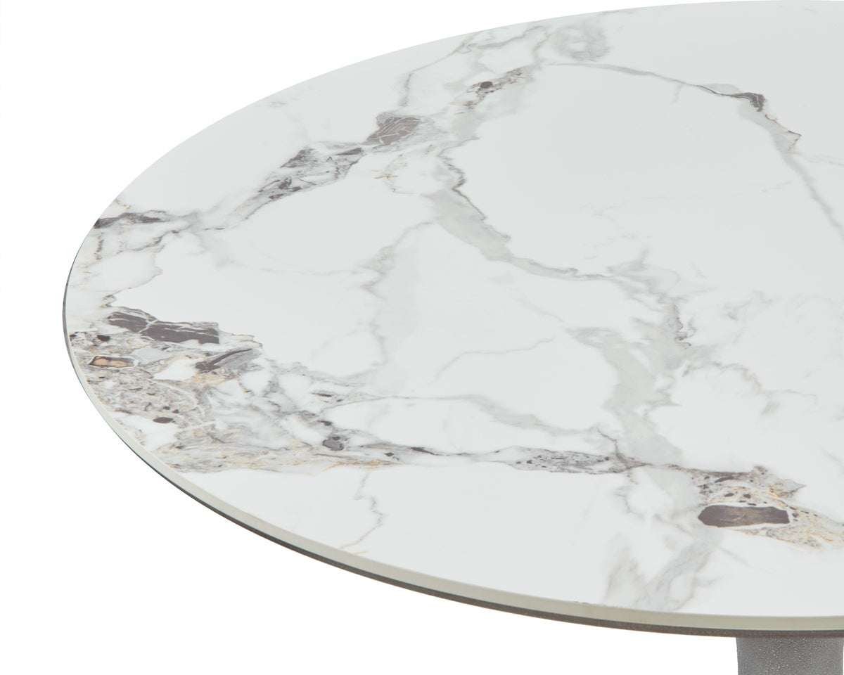 Liang & Eimil Stella Dining Table - Plata White Marble Effect & Patina Antique Silver