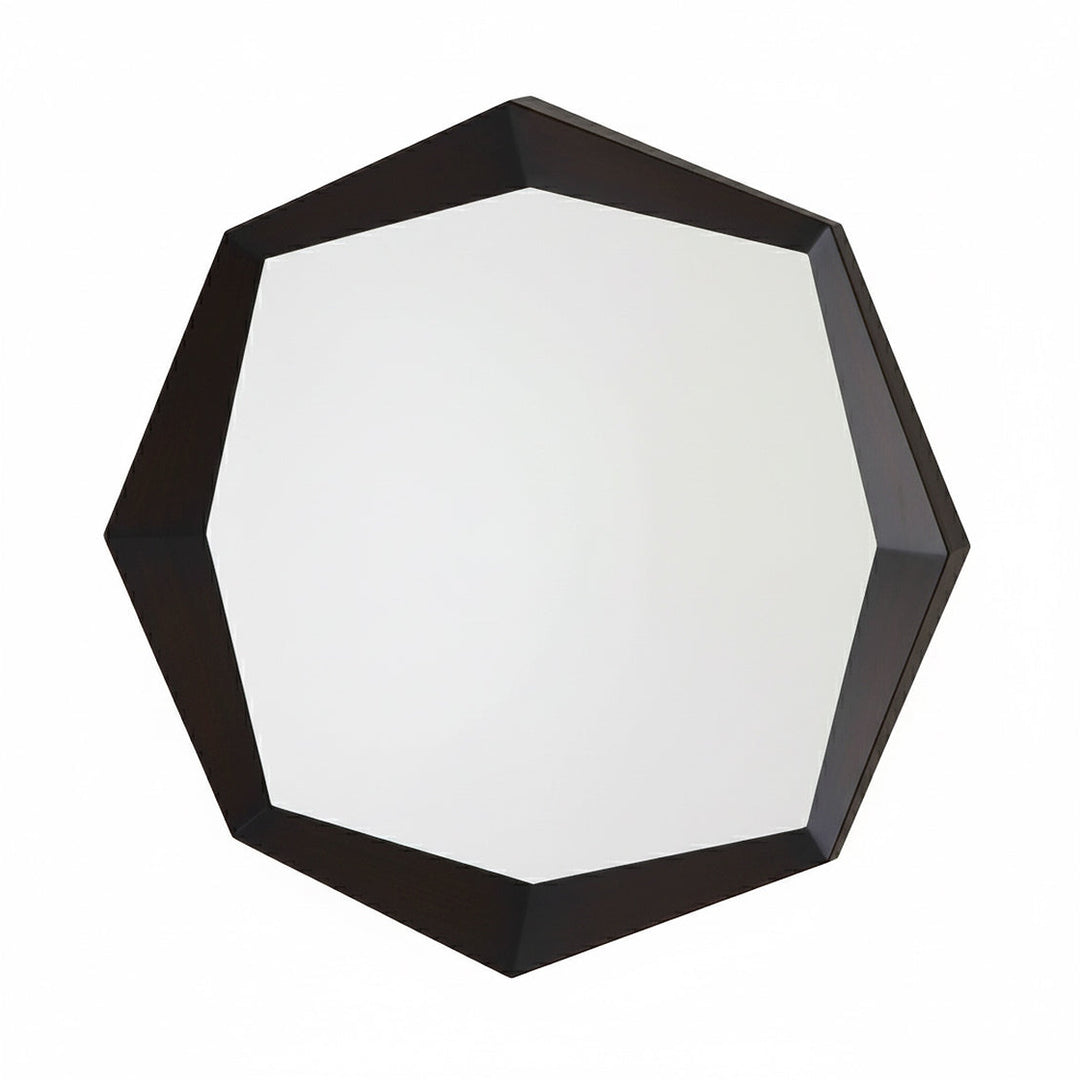 Black octagonal mirror on white background