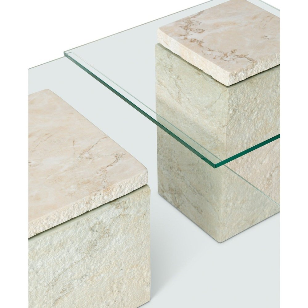 Rock Square Coffee Table - Faux Marble Concrete Beige LiangAndEimil 5
