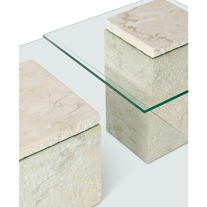 Rock Square Coffee Table - Faux Marble Concrete Beige LiangAndEimil 5