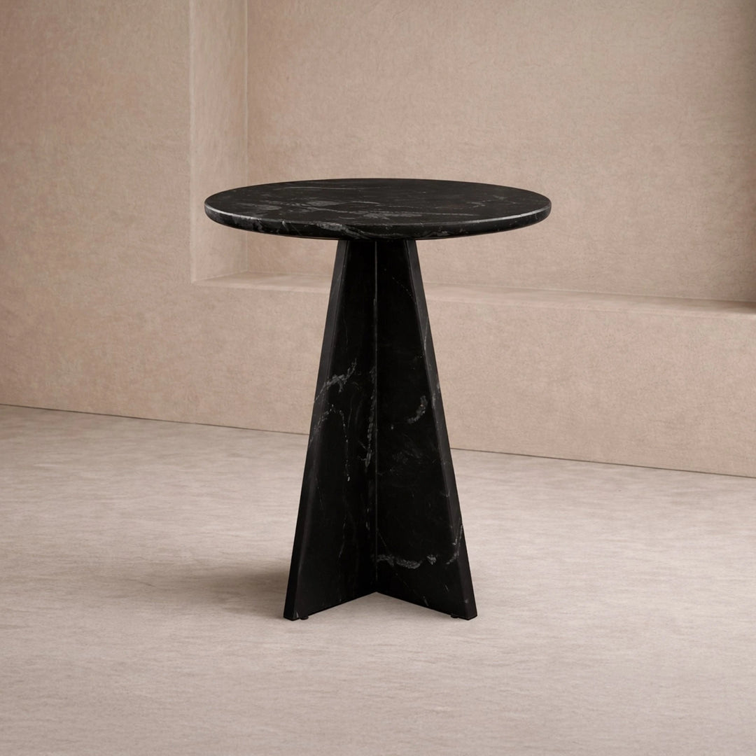 Rodes Side Table - Black Fantasy Marble