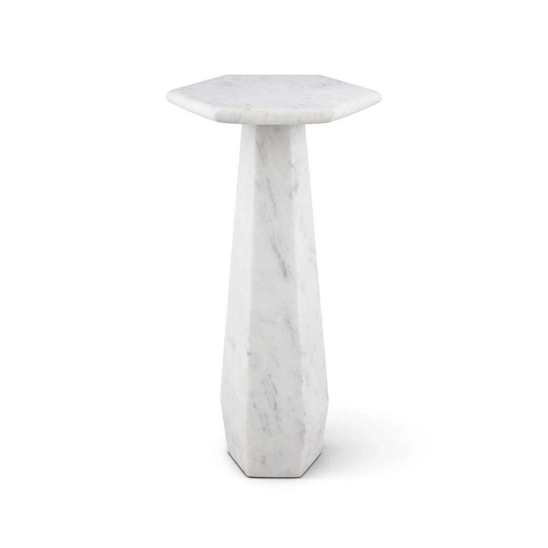 Hexagon Side Table - White Marble
