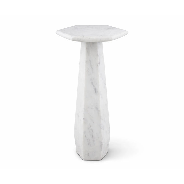 Hexagon Side Table - White Marble