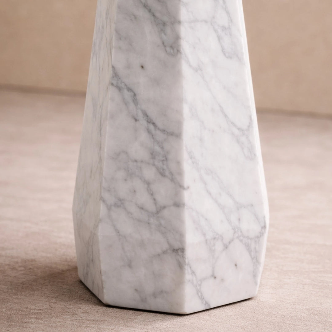 Hexagon Side Table - White Marble