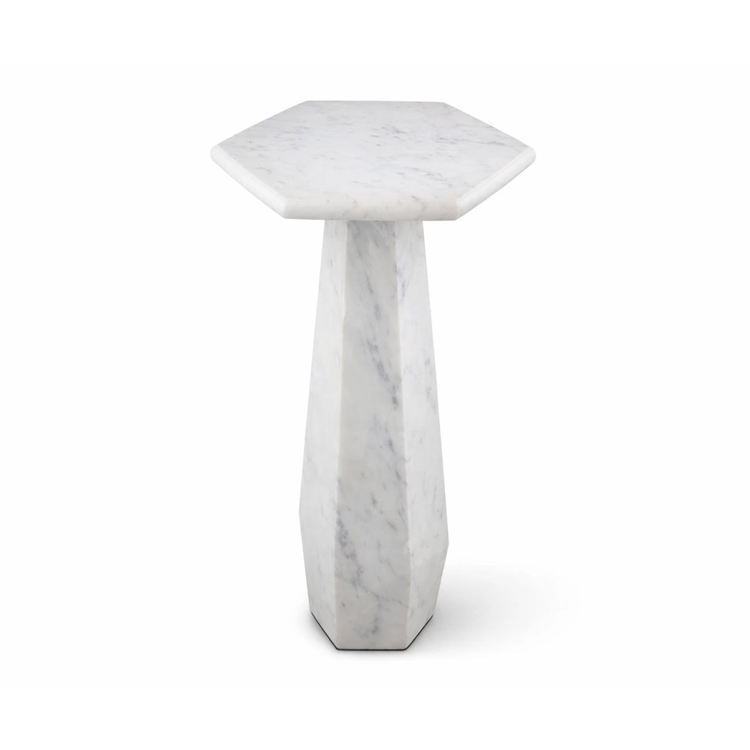 Hexagon Side Table - White Marble