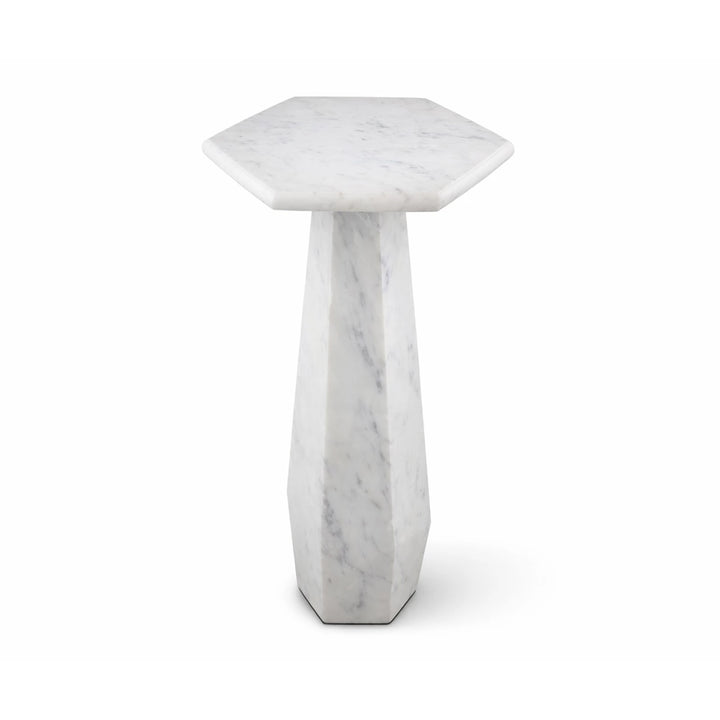 Hexagon Side Table - White Marble