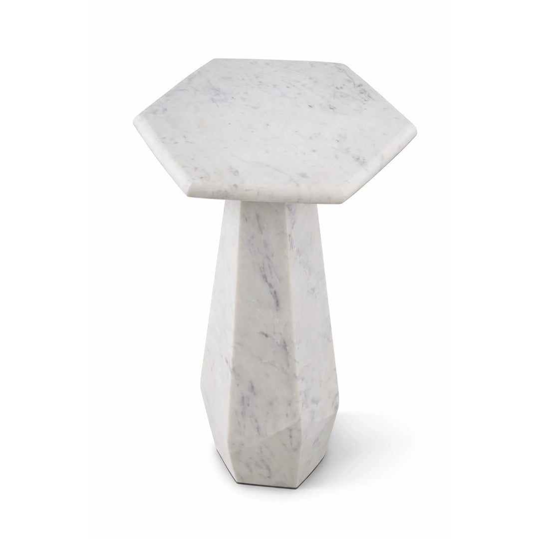 Hexagon Side Table - White Marble