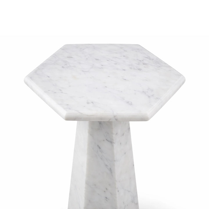 Hexagon Side Table - White Marble