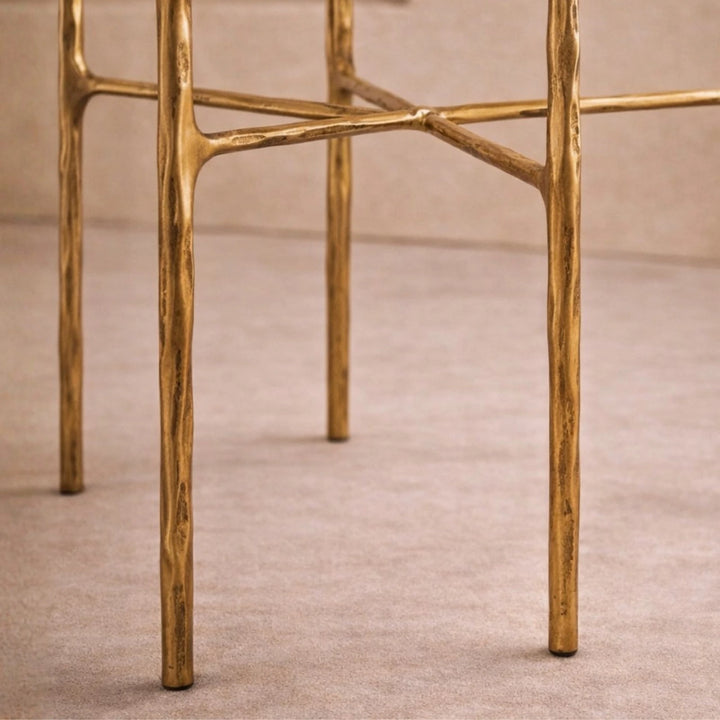 Cobra Side Table - Textured Antique Brass & Glass