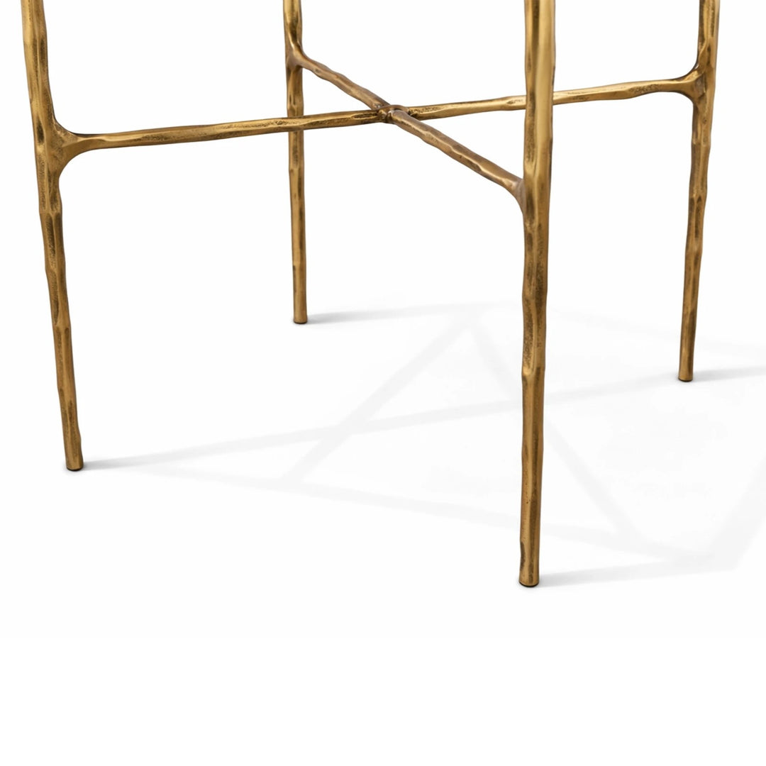 Cobra Side Table - Textured Antique Brass & Glass
