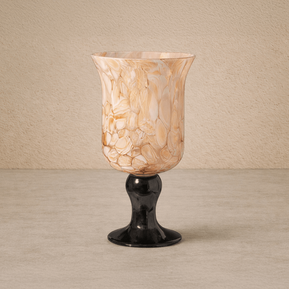 Fioria Vase - Light Yellow & Black Glass