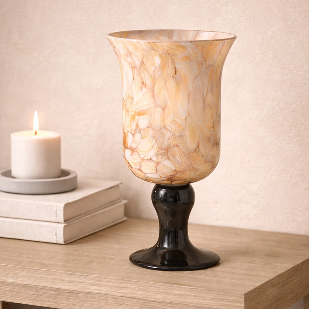 Fioria Vase - Light Yellow & Black Glass