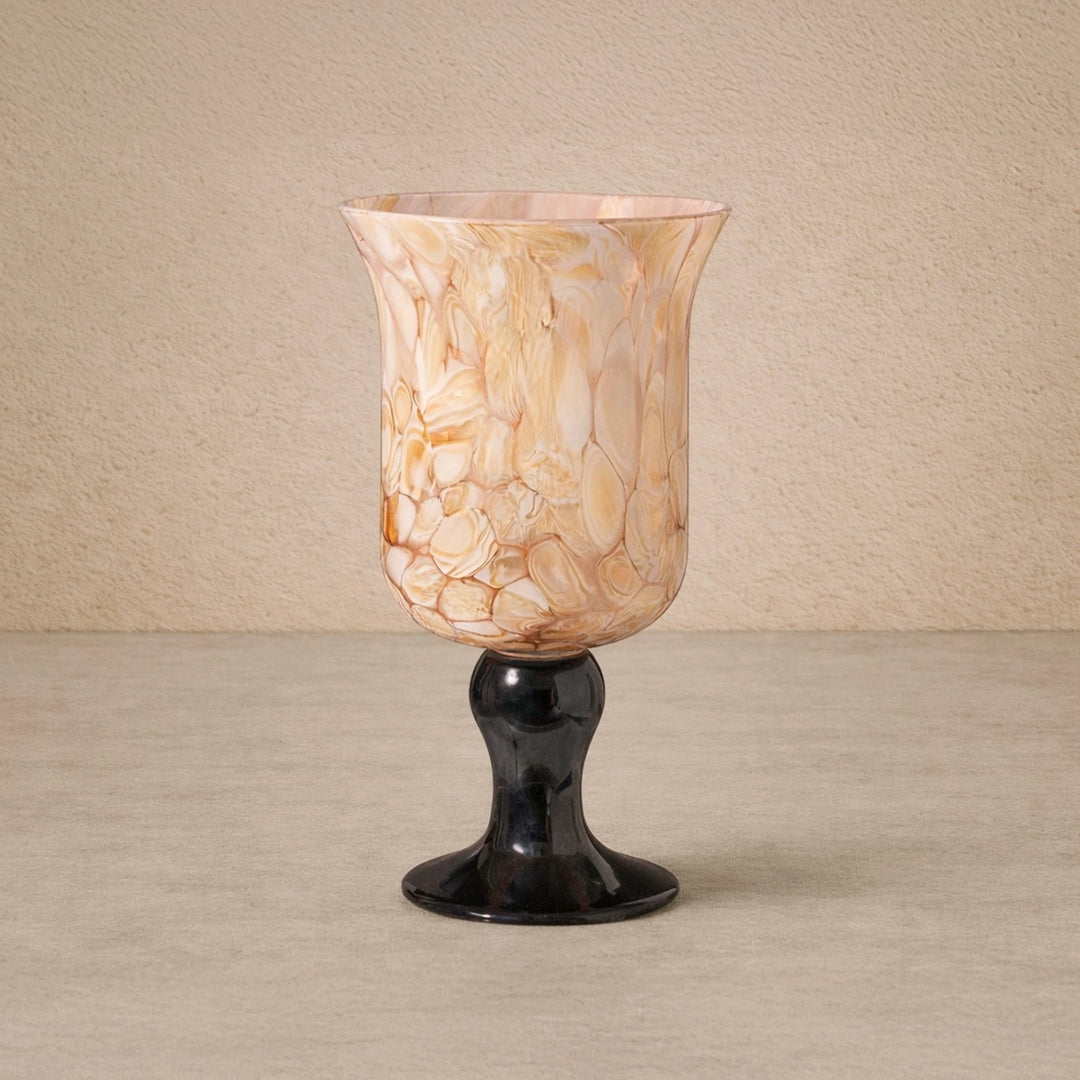 Fioria Vase - Light Yellow & Black Glass