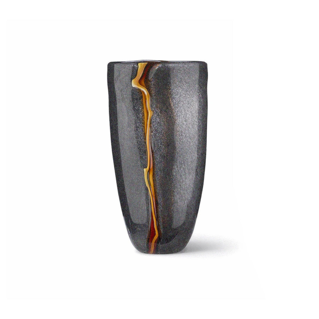 Cassiano Veined Glass Vase - Charcoal & Amber