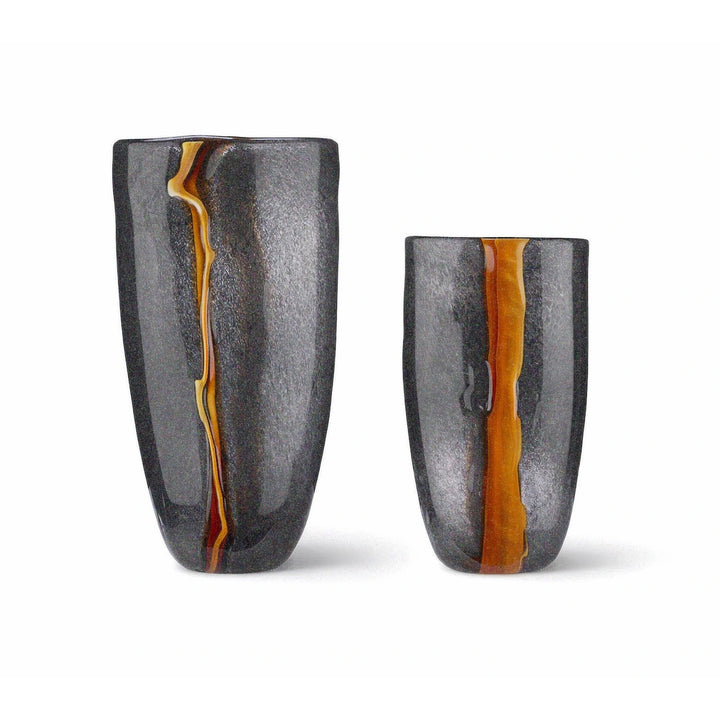 Cassiano Veined Glass Vase - Charcoal & Amber