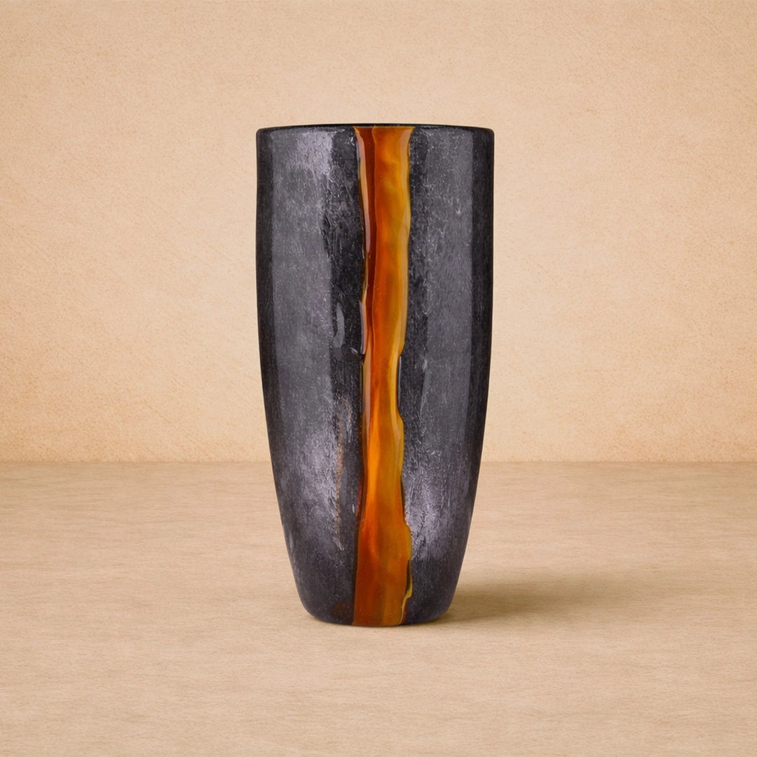 Cassiano Veined Glass Vase - Charcoal & Amber